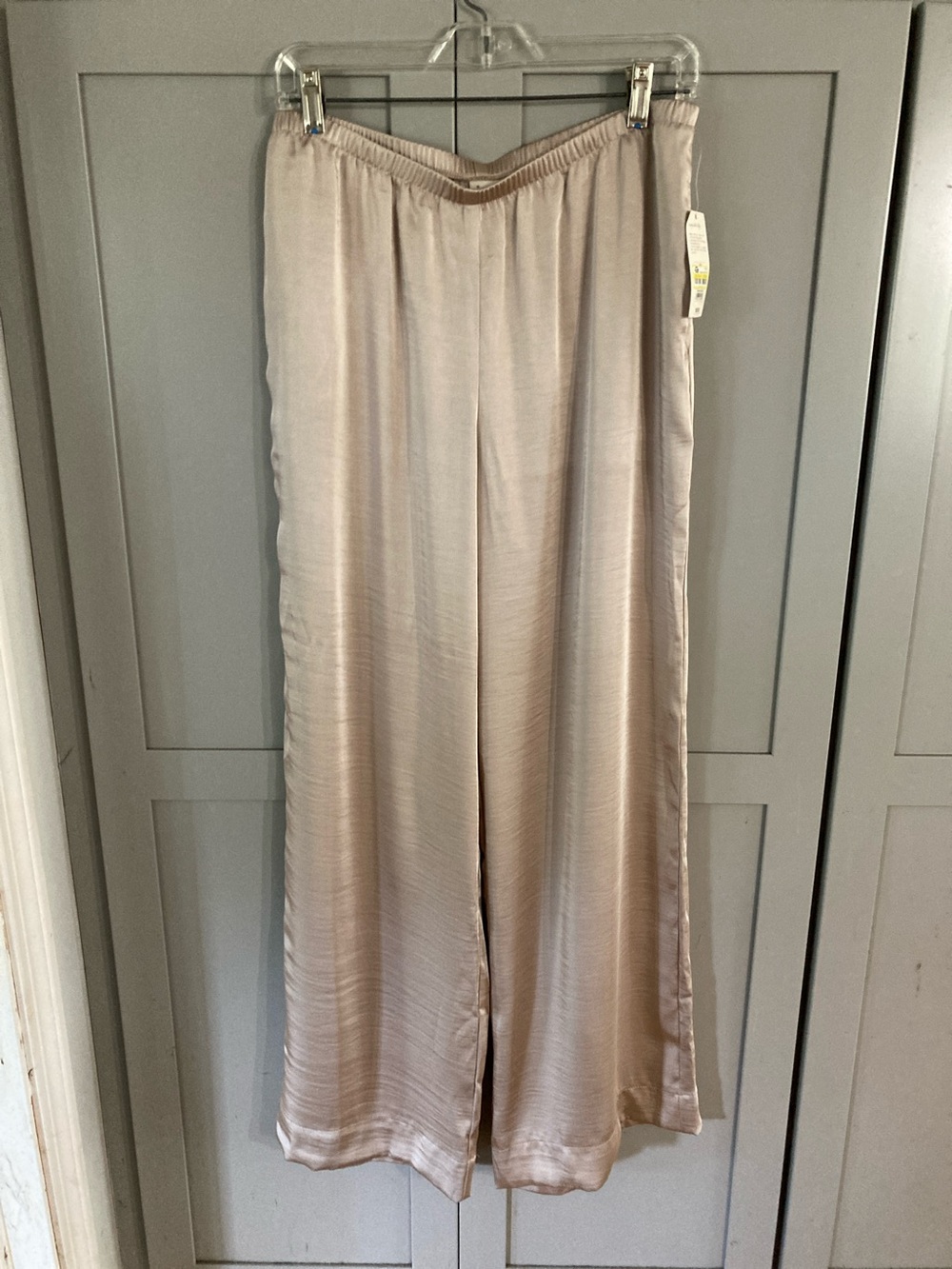 NWT new day Wide Leg Satin-Feel Pants in Light Taupe